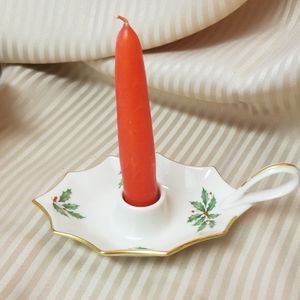Lenox "Holiday" small candle holder with candle.